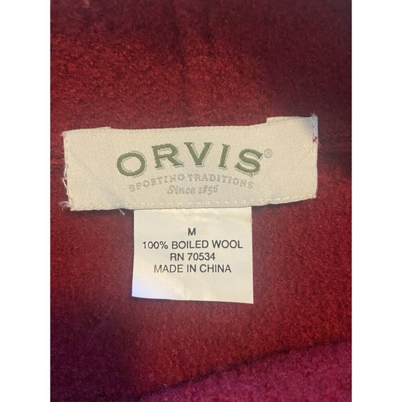 Orvis Boiled Wool Two Button Jacket Women’s Size M Red Burgundy Cardigan Luxury - Picture 5 of 7